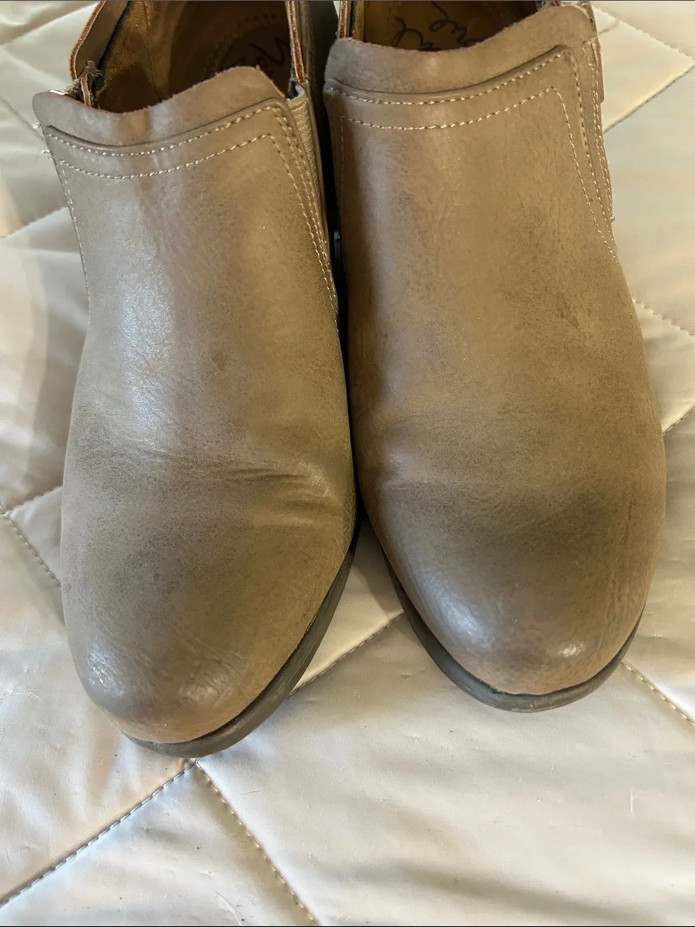 Natural Soul Taupe Side-Zip Ankle Booties